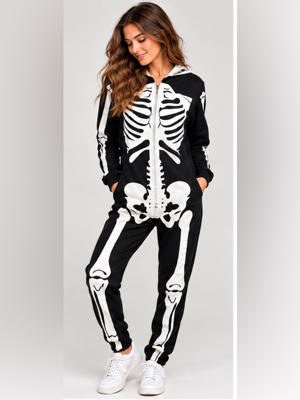 Joklyn Vertical Skeleton Onesie Halloween Costume